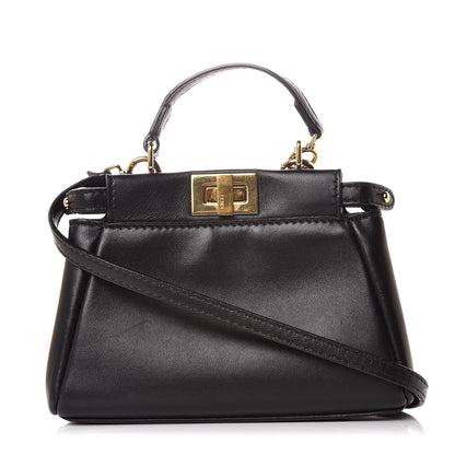 Fendi Nappa Micro Peekaboo Iconic Satchel Black 1 of 9