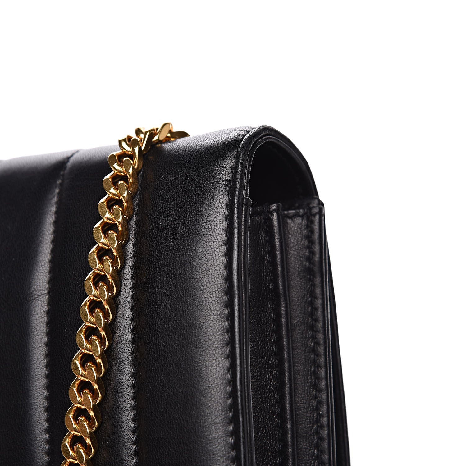 Saint Laurent Lambskin Matelasse Monogram Vicky Chain Wallet Black 11 of 13