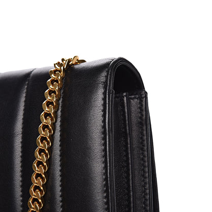 Saint Laurent Lambskin Matelasse Monogram Vicky Chain Wallet Black 11 of 13
