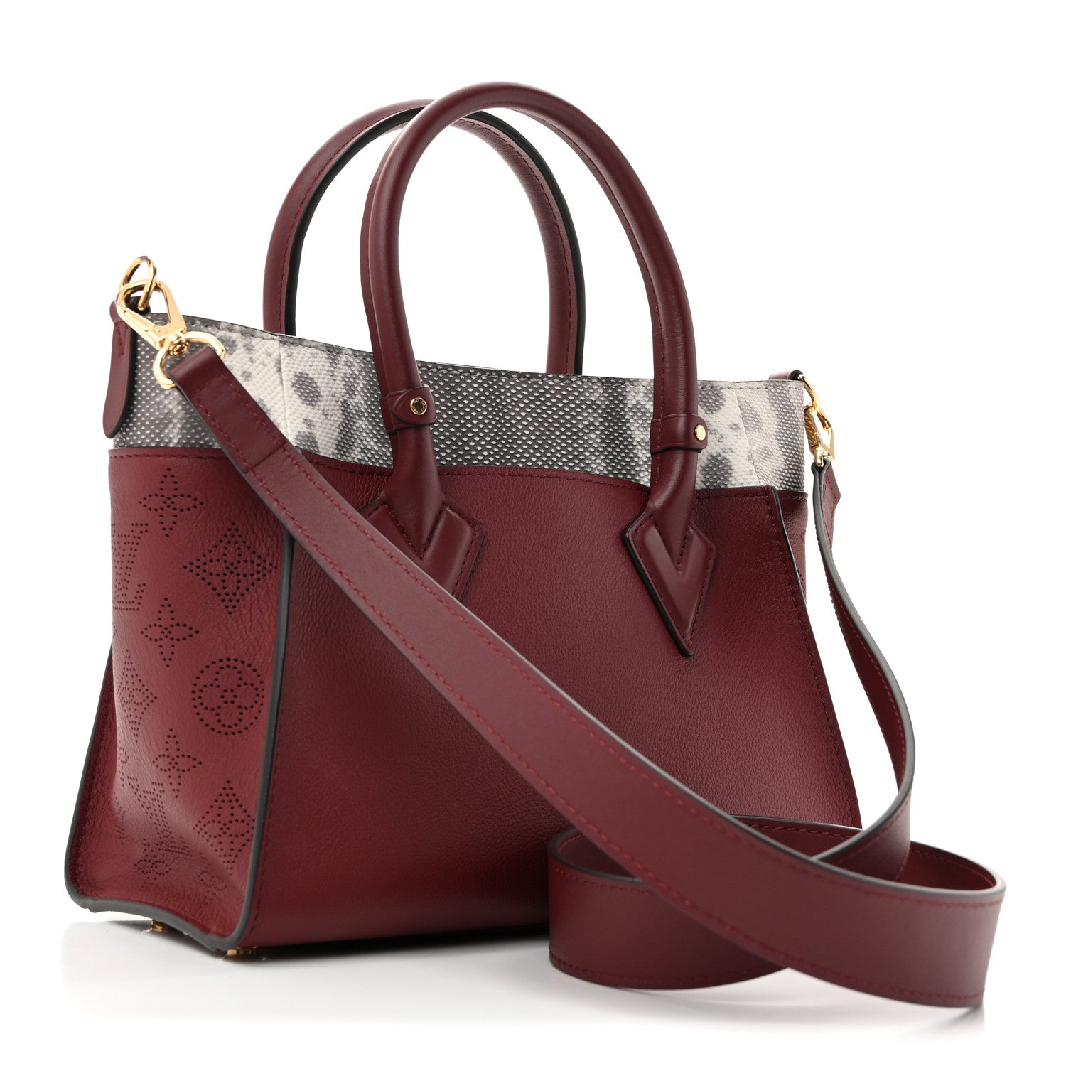 Louis Vuitton Calfskin Karung Snakeskin Mahina On My Side PM  Griotte Red 3 of 10