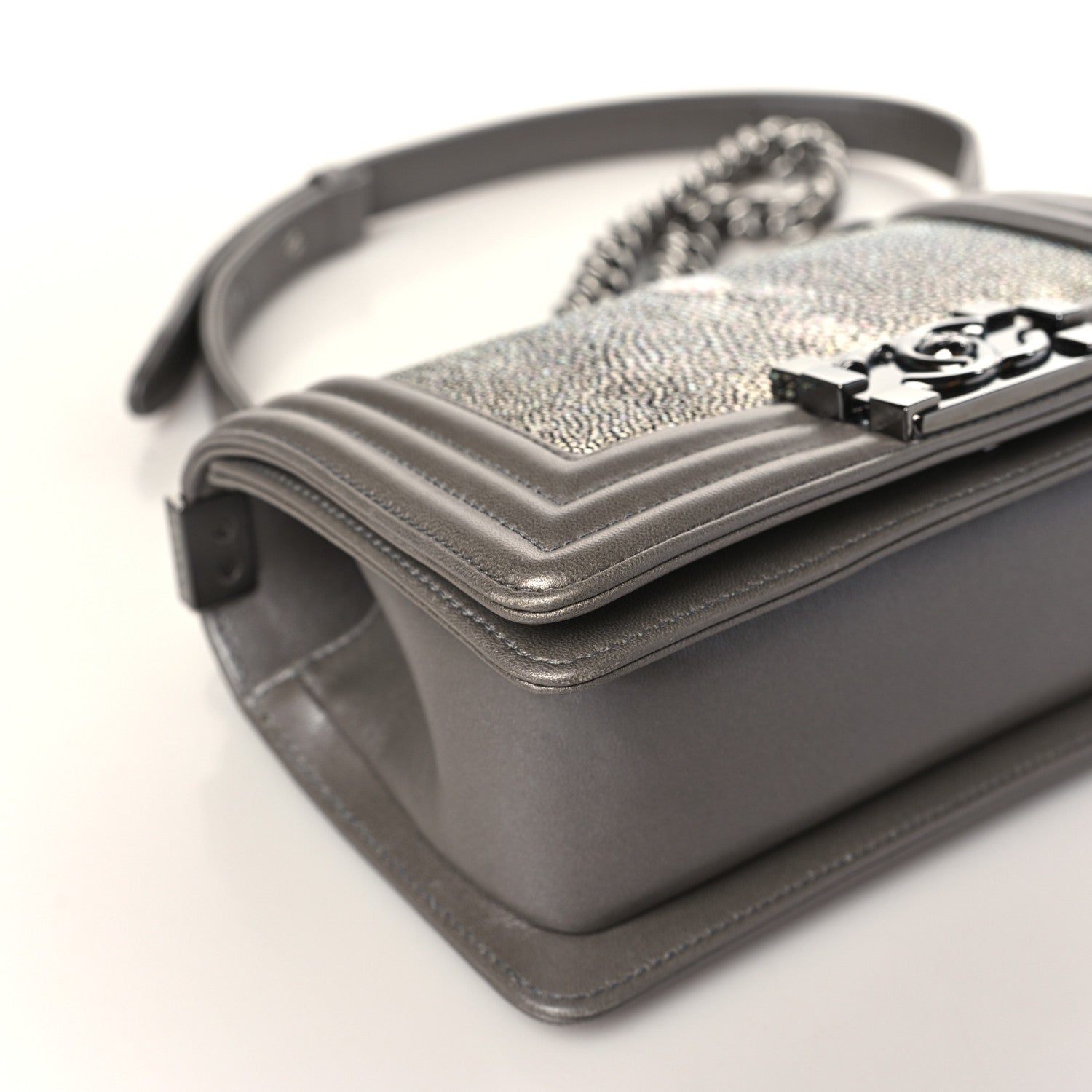 Chanel Galuchat Stingray Small Boy Flap Silver 8 of 9