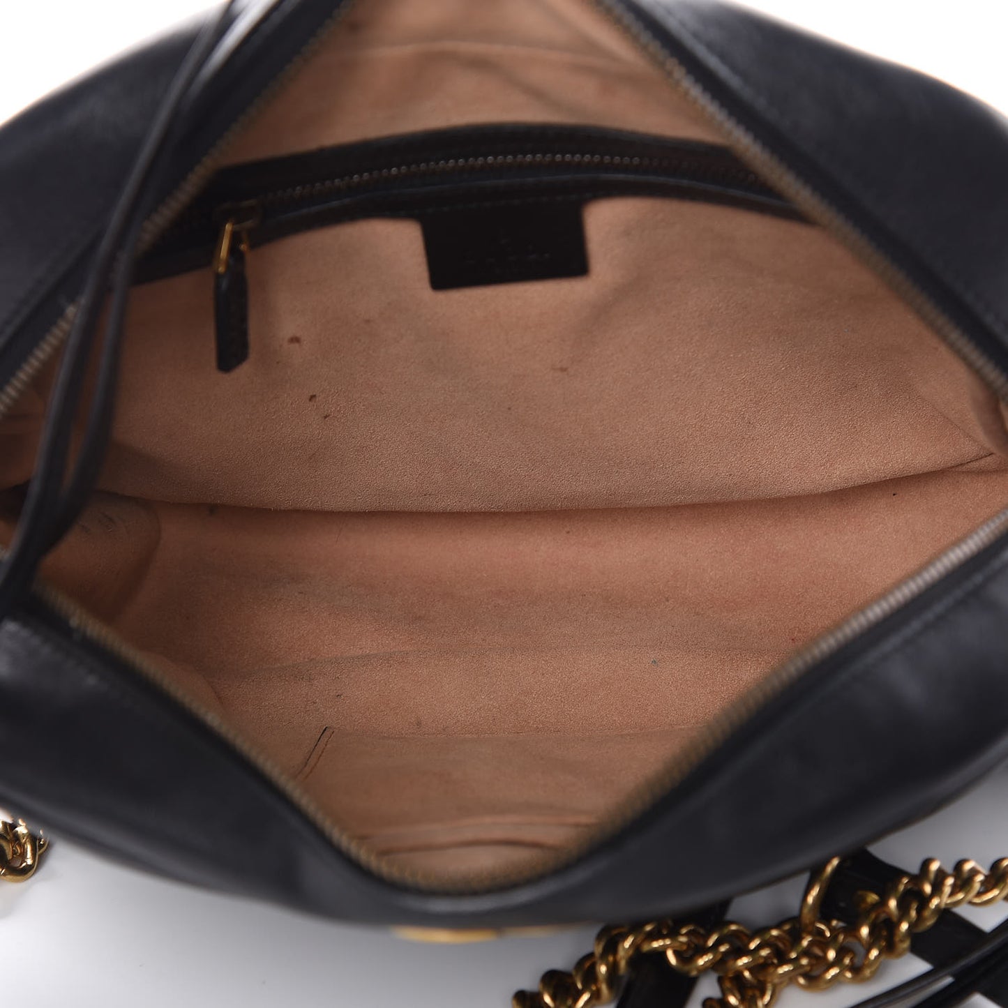 Calfskin Matelasse Medium GG Marmont Chain Shoulder Bag Black