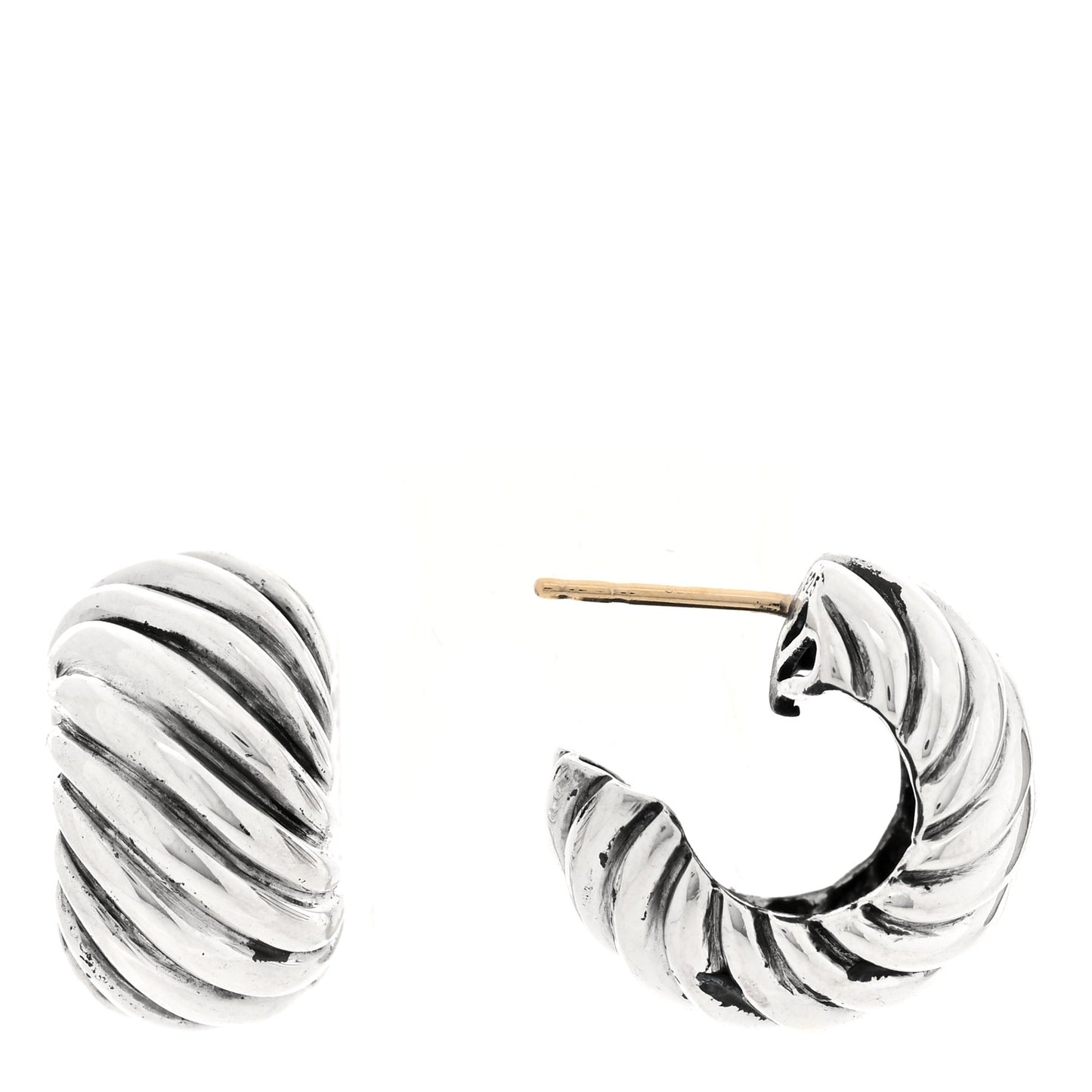 Sterling Silver 11mm Sculpted Cable Shrimp Earrings