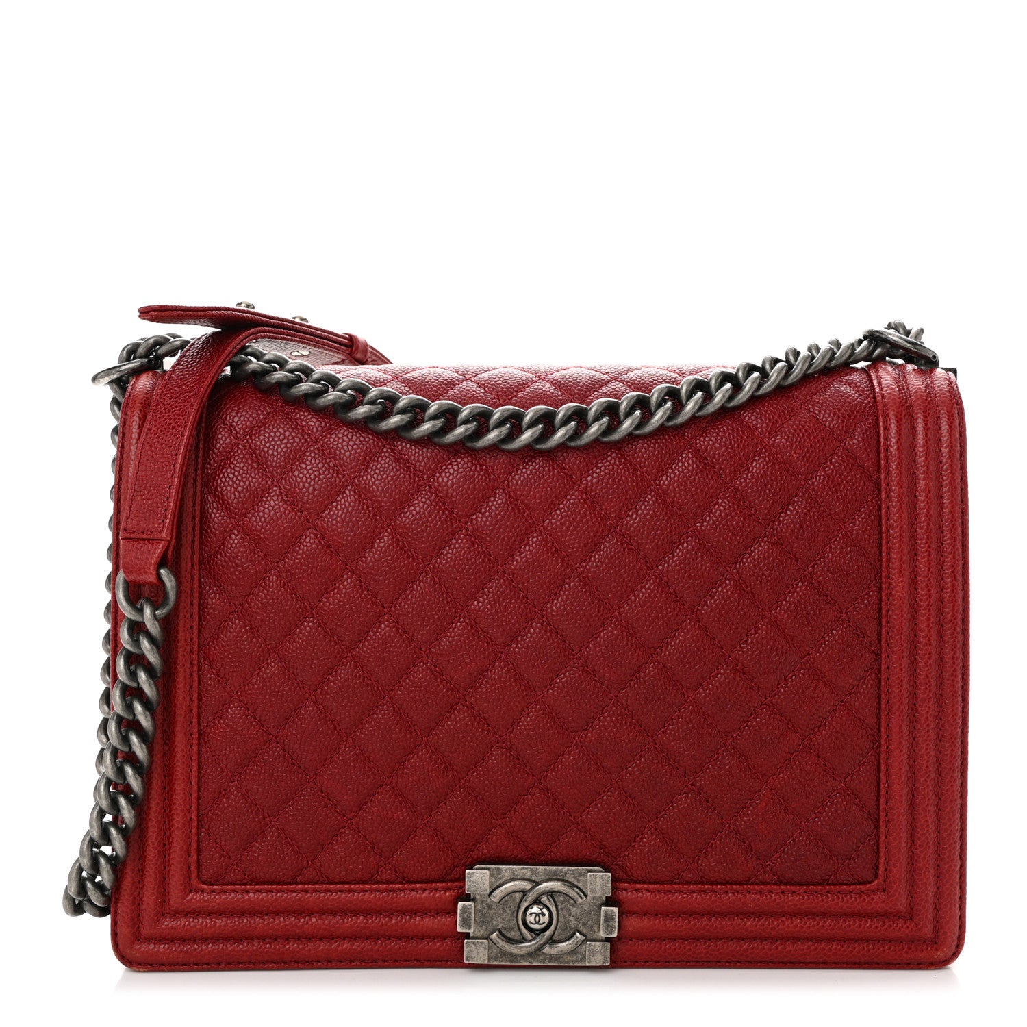 Chanel Caviar Quilted Large Boy Flap Dark Red 1 of 13