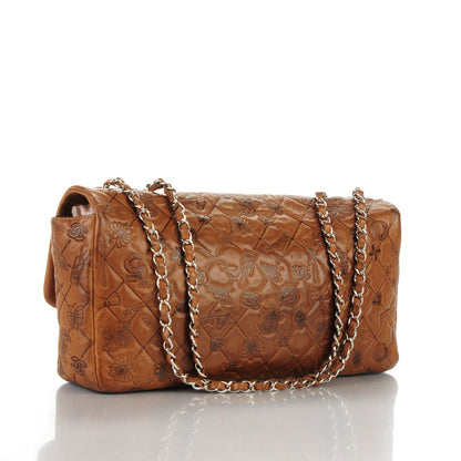 Chanel Calfskin Embossed Lucky Symbols Large Flap Brown 3 of 7
