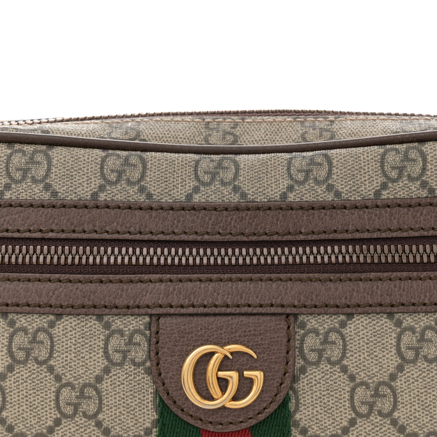 Soft GG Supreme Monogram Medium Ophidia Belt Bag Dark Brown