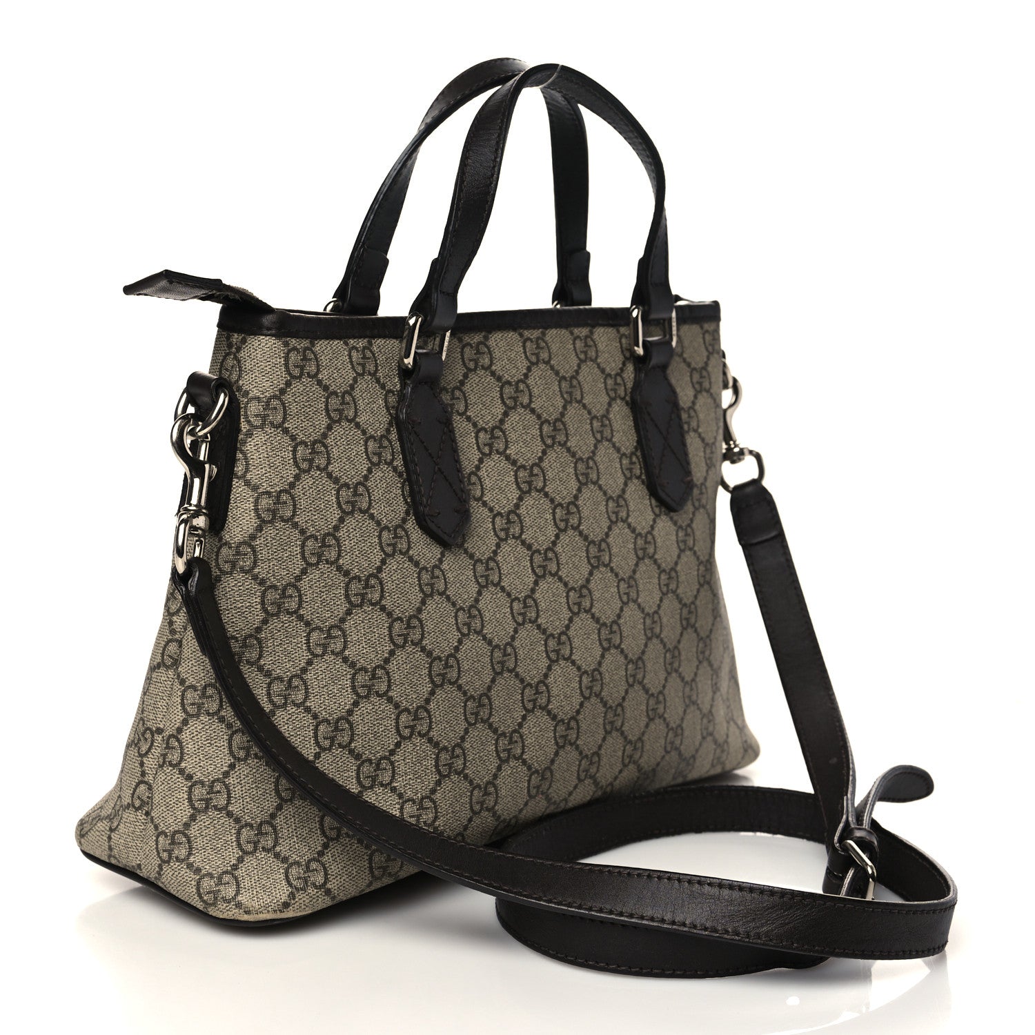 Gucci GG Supreme Monogram Small Zippered Tote Dark Brown 3 of 7