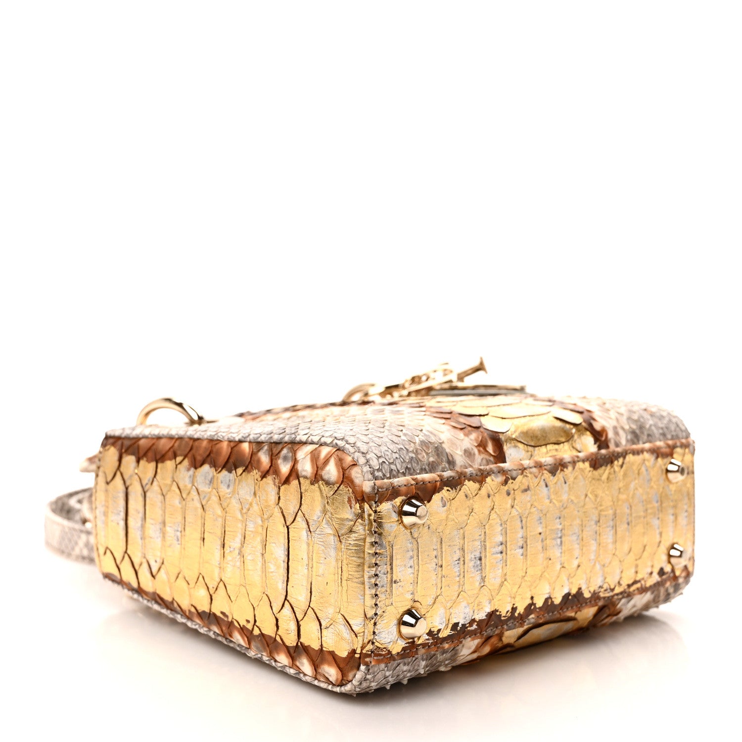 Christian Dior Snakeskin Mini Lady Dior Beige Gold 4 of 9