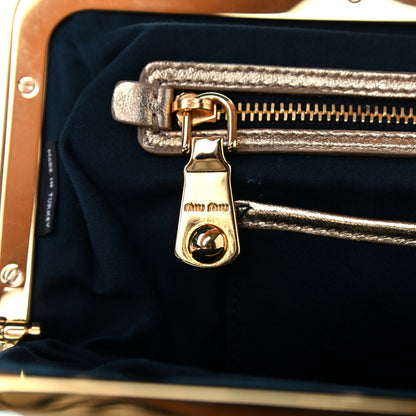 Miu Miu Metallic Nappa Matelasse Clutch Gold 12 of 12