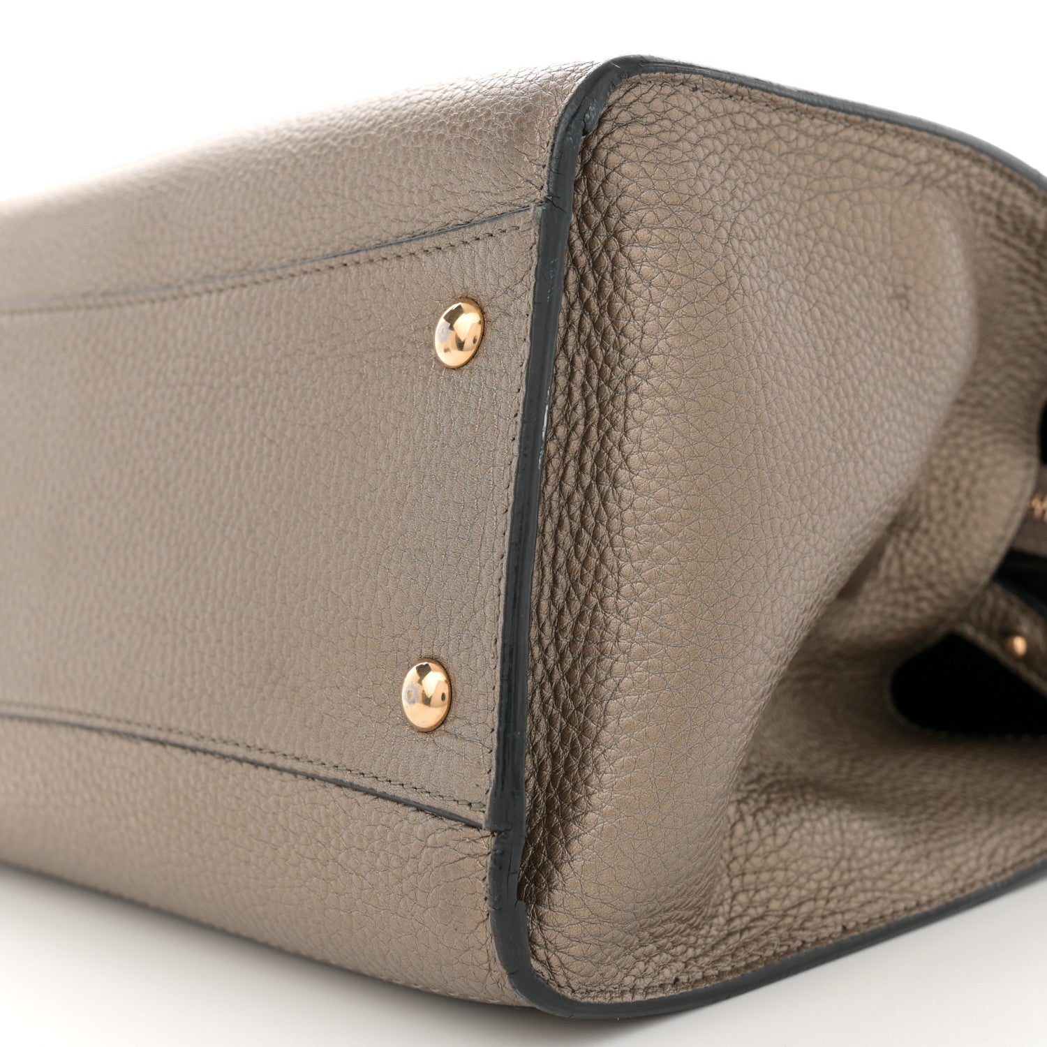 Salvatore Ferragamo Metallic Hammered Calfskin Double Handle Small Amy Tote Graphite 10 of 13