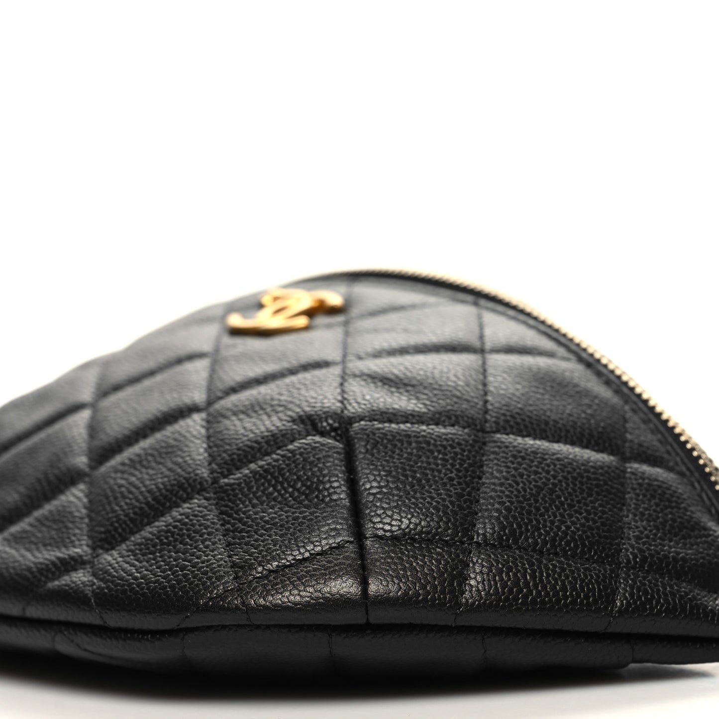 Caviar Quilted Sweetheart Belt Bag Black