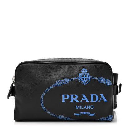 Prada Saffiano Travel Brique Belt Bag Black Blue 1 of 10