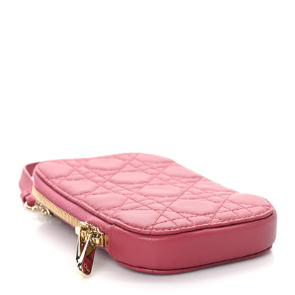 Christian Dior Lambskin Cannage Lady Dior Phone Holder Strawberry Pink 4 of 8