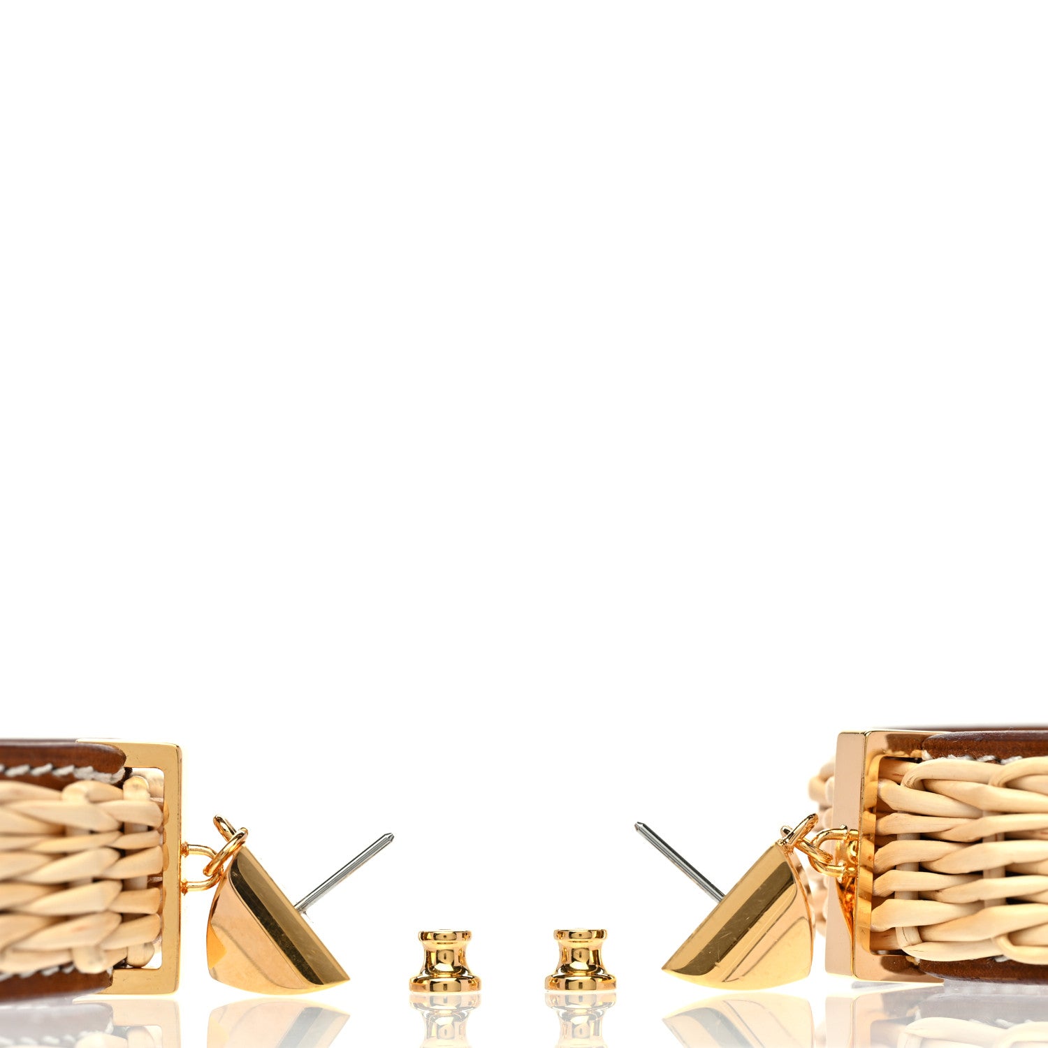 Hermes Wicker Swift Medor Picnic Earrings GM Gold 3 of 6