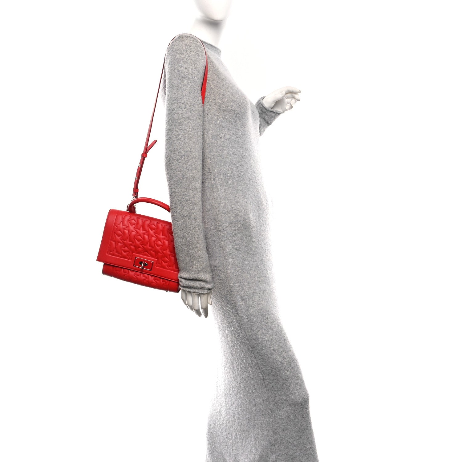 Givenchy Calfskin Star Quilted Mini Shark Lock Satchel Medium Red 2 of 9