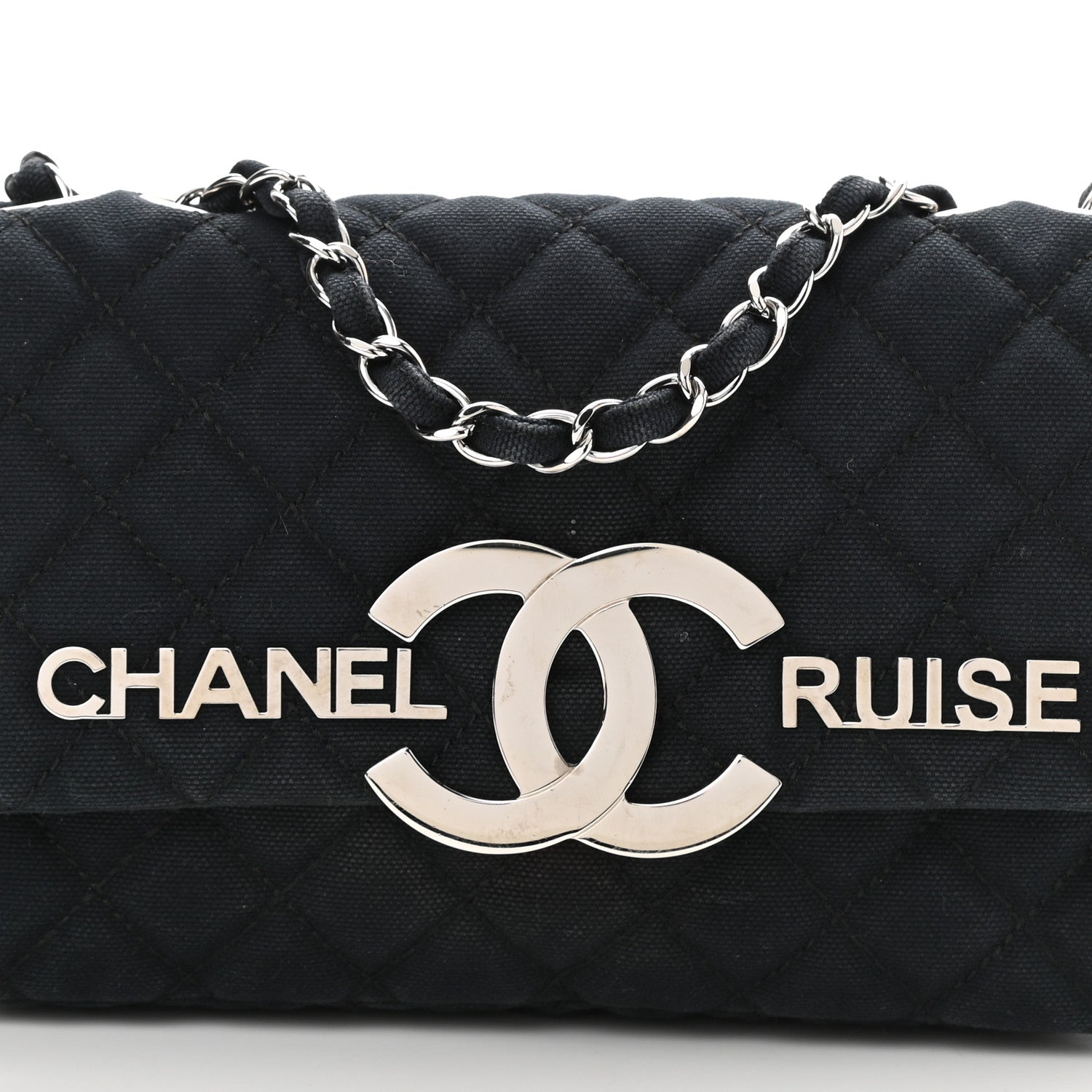 Chanel Canvas Quilted CC Cruise Flap Black 8 of 12