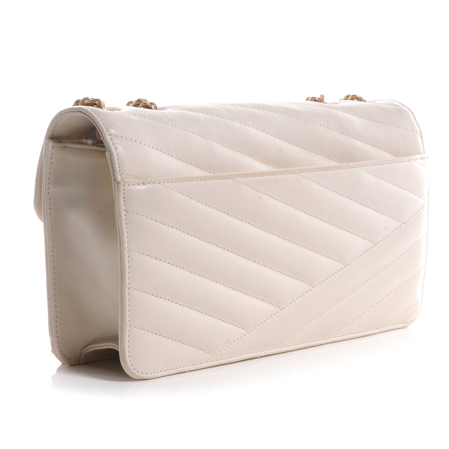 Calfskin Chevron Gabrielle Flap Off White