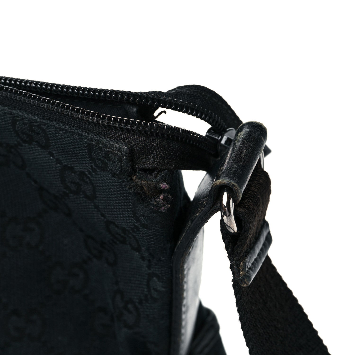 Gucci Monogram Calfskin Perforated Medium Flat Messenger Bag Black 12 of 14