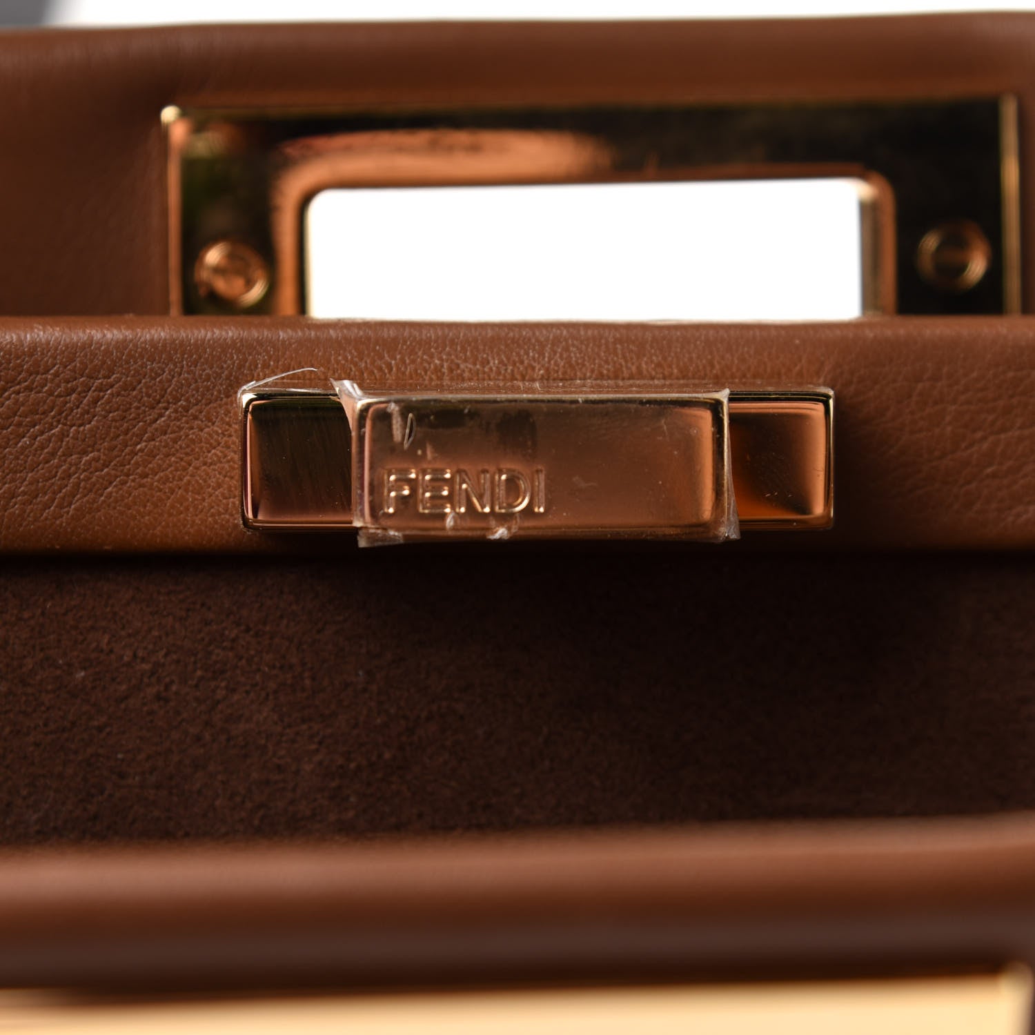 Fendi Calfskin Lace Up Large Peekaboo Iconic Satchel Cognac 6 of 17