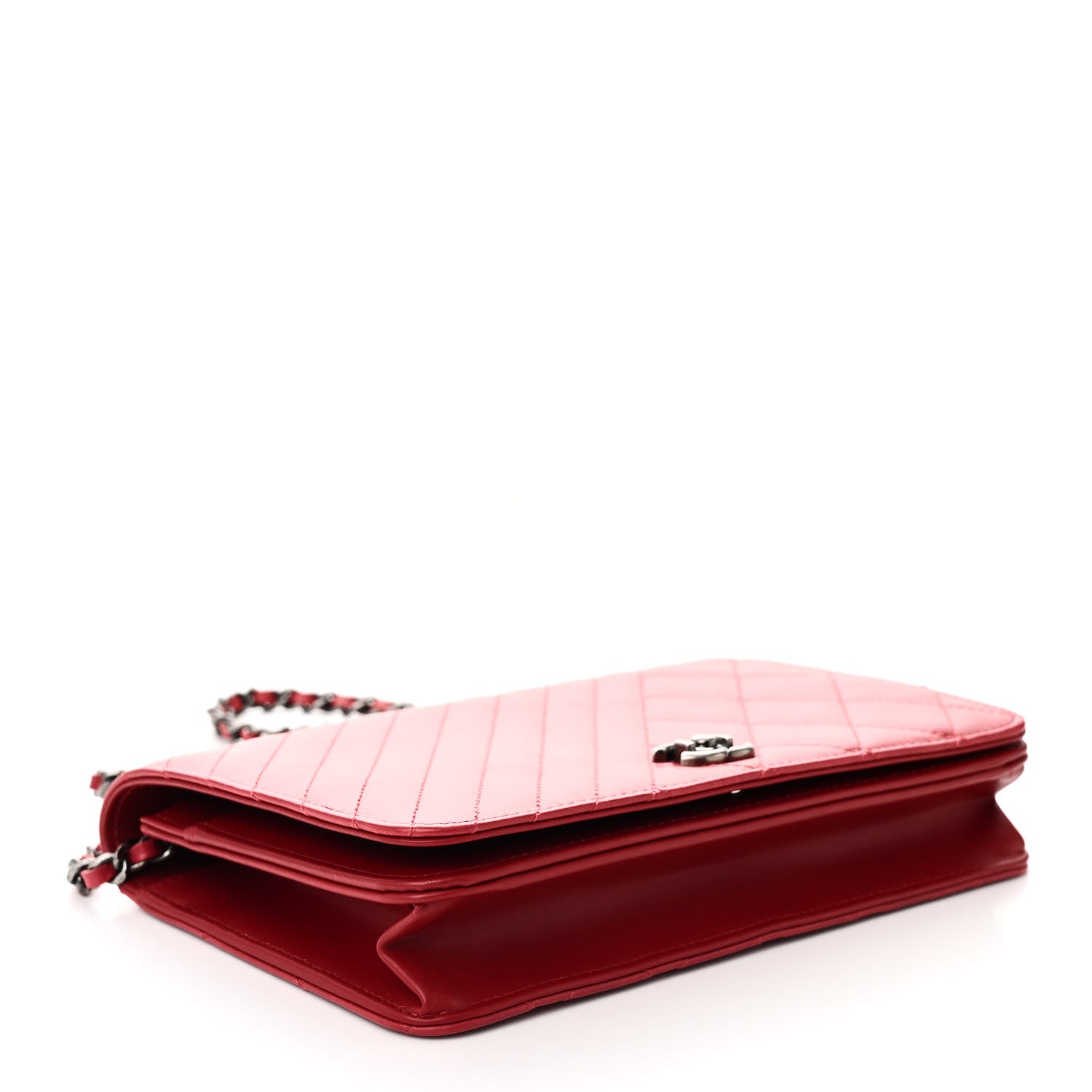 Chanel Glazed Calfskin Quilted Coco Boy Wallet On Chain WOC Red 4 of 11