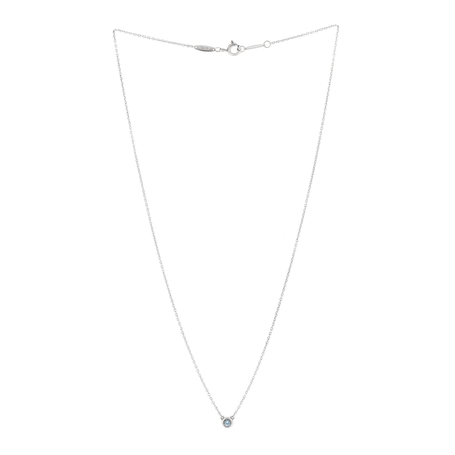 Tiffany Sterling Silver Aquamarine Elsa Peretti Color by the Yard Pendant Necklace 3 of 5