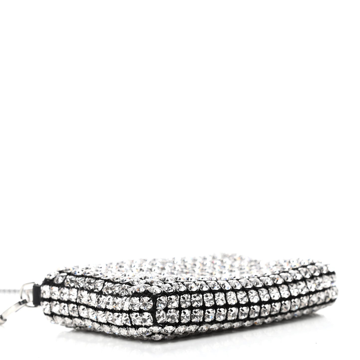 Mesh Crystal Rhinestone Nano Heiress Shoulder Bag Black Silver