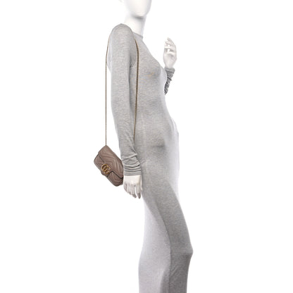 Gucci Calfskin Matelasse Super Mini GG Marmont Shoulder Bag Porcelain Rose 3 of 11