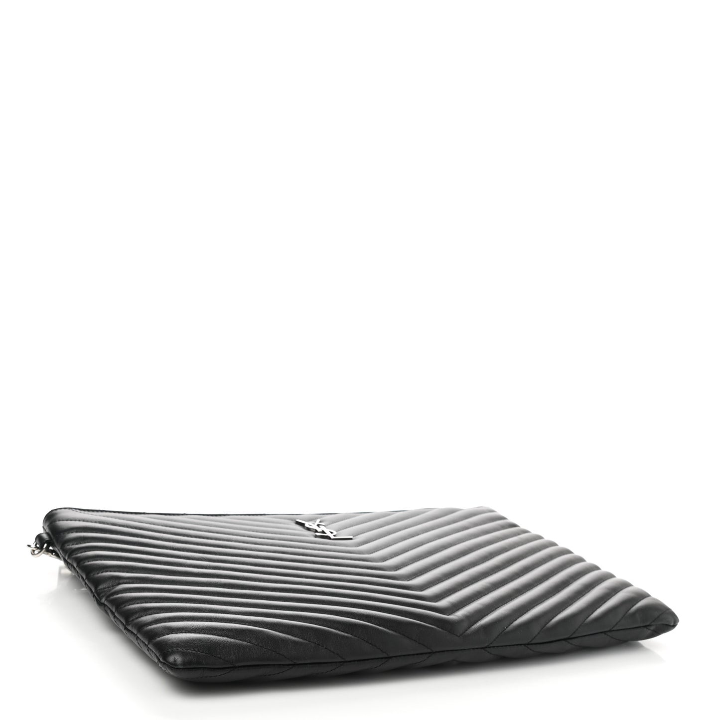 Calfskin Matelasse Chevron Monogram Document Holder Black