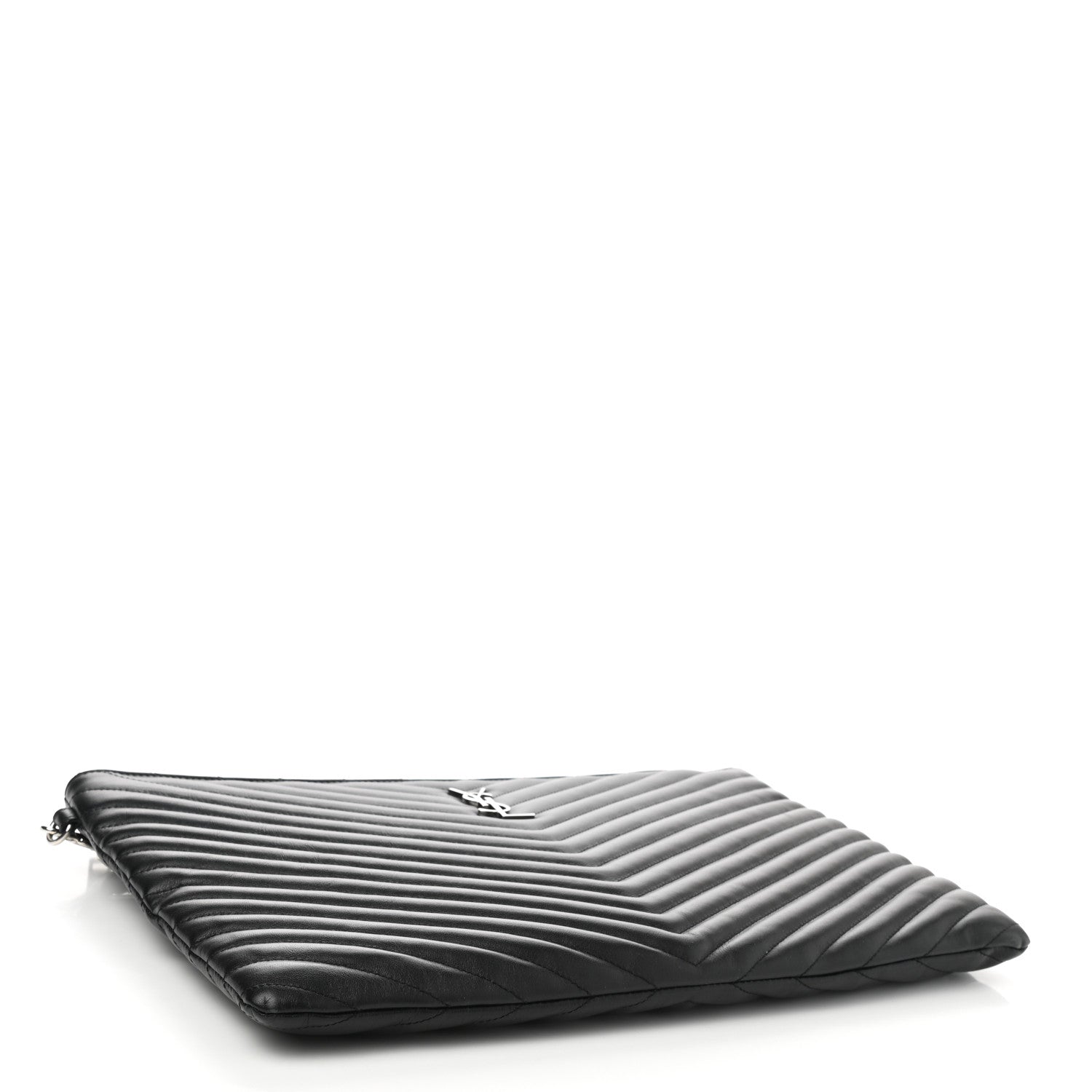 Saint Laurent Calfskin Matelasse Chevron Monogram Document Holder Black 5 of 8