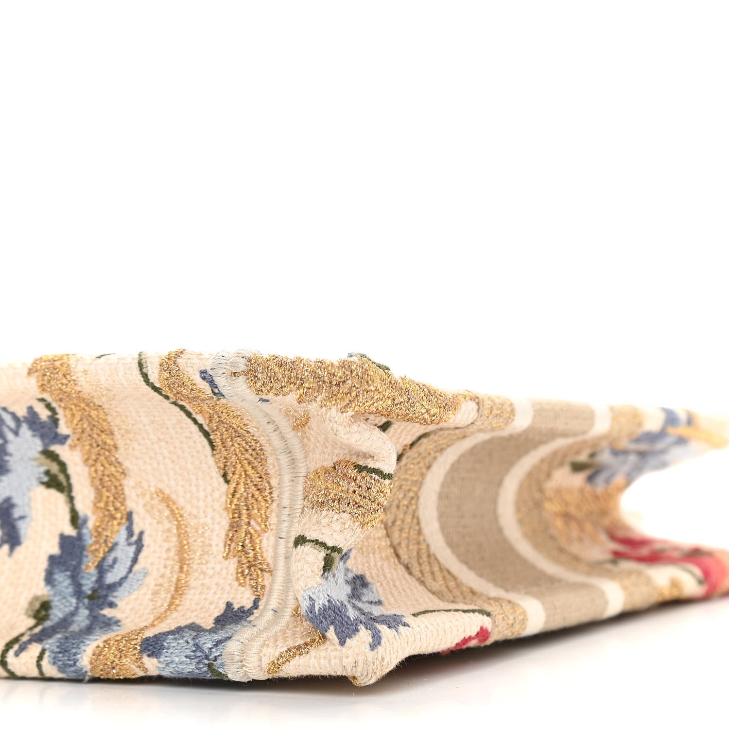 Christian Dior Canvas Embroidered Hibiscus Printed Mini Book Tote Beige Multicolor 10 of 14