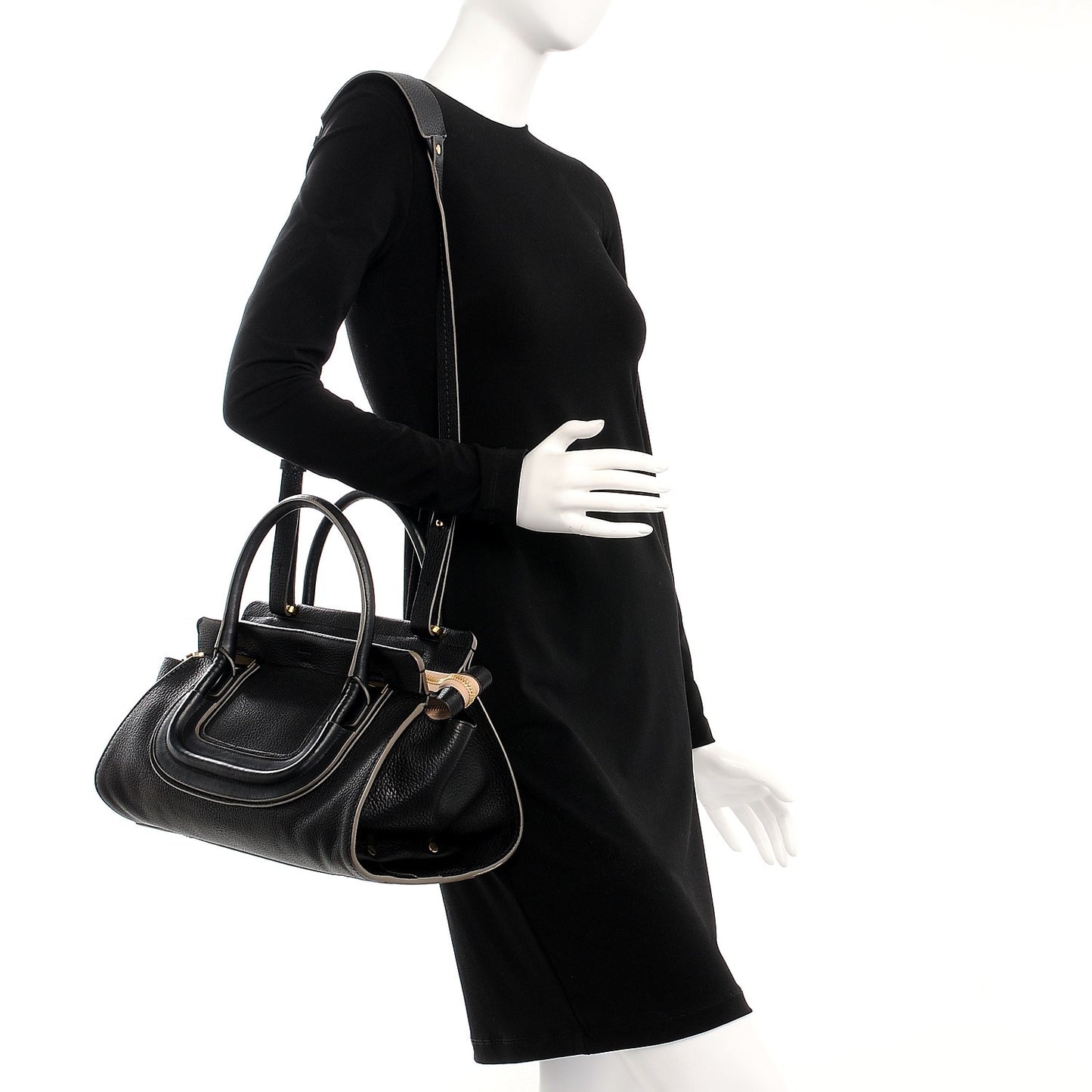 Calfskin Medium Everston Satchel Black