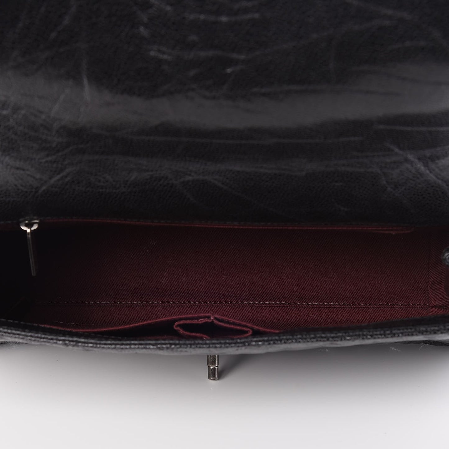 Crumpled Grained Calfskin Jumbo CC Crave Flap Black