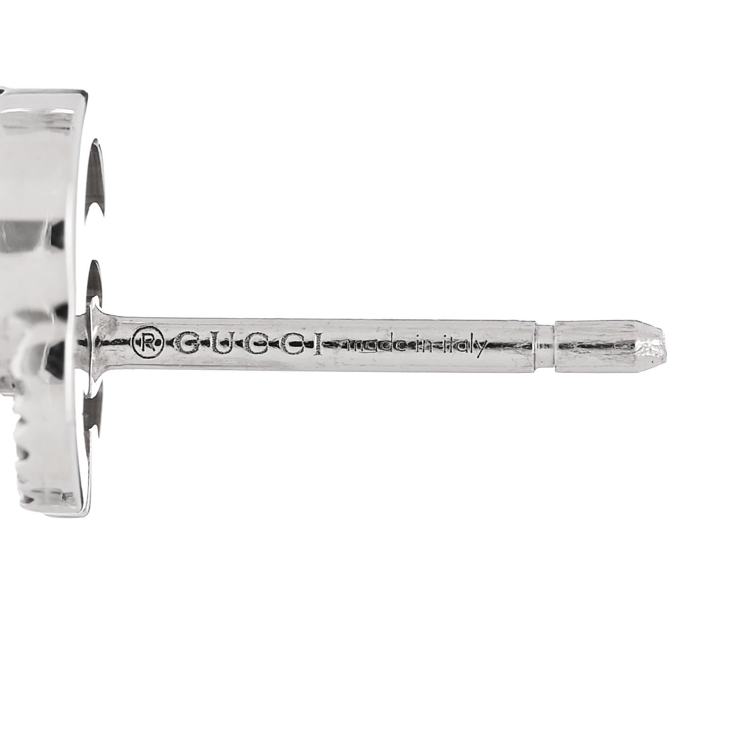 Gucci 18K White Gold Diamond Running G Earrings 4 of 6