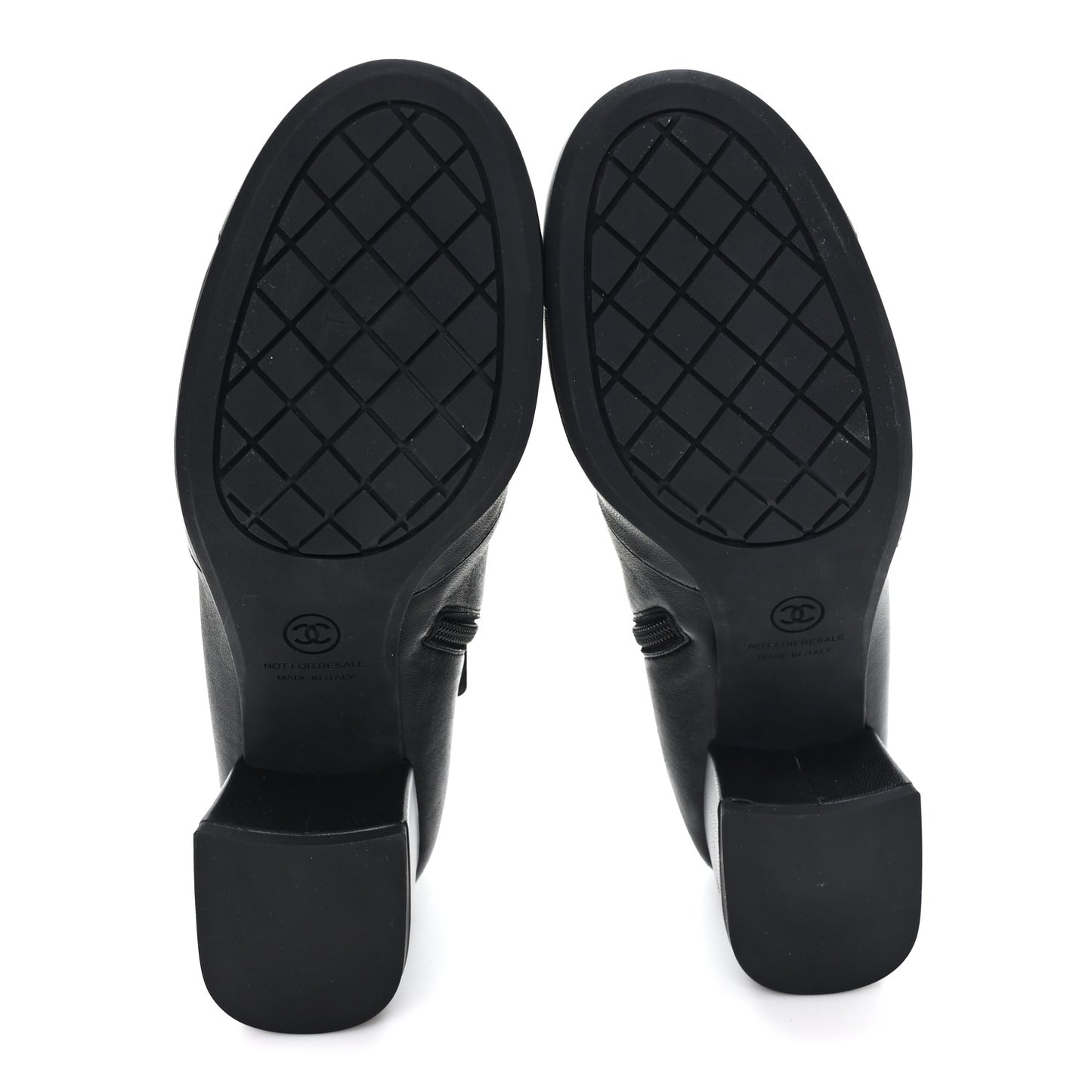 Stretch Lambskin Cap Toe CC Uniform Short Boots 39 Black