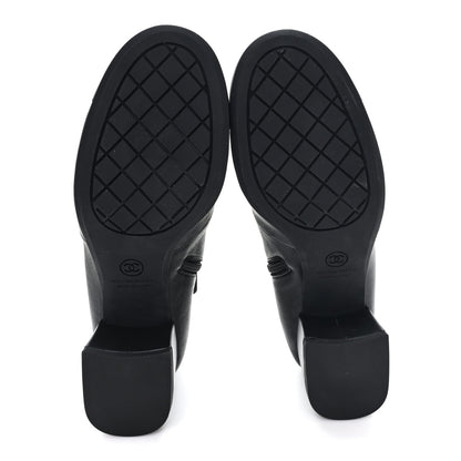 Chanel Stretch Lambskin Cap Toe CC Uniform Short Boots 39 Black 6 of 9