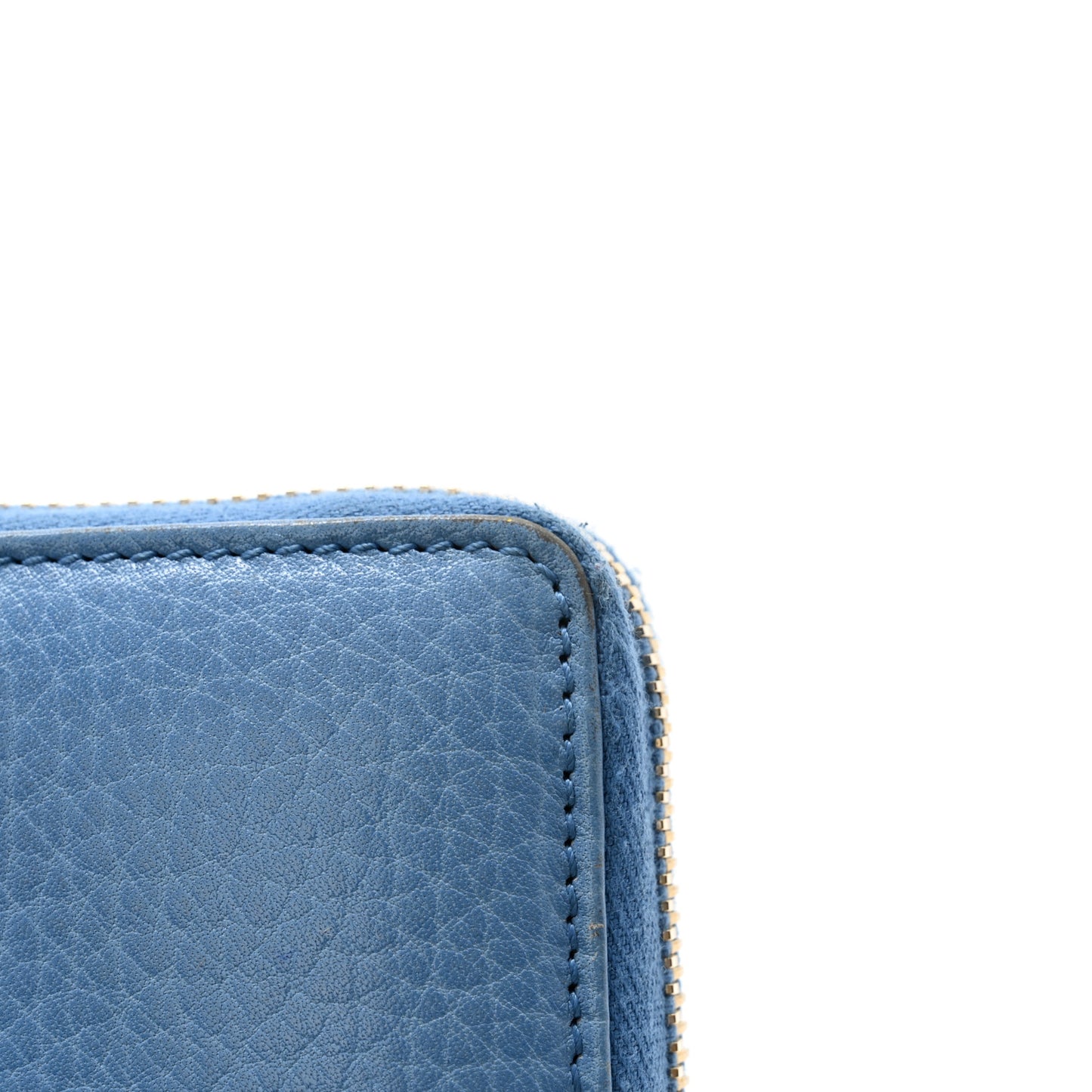 Pebbled Calfskin Bamboo Tassel Zip Around Wallet Blue