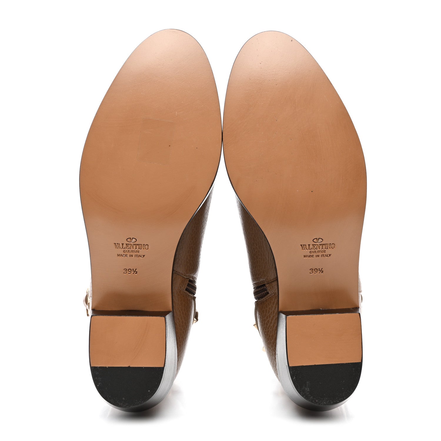 Valentino Garavani Grained Calfskin Rockstud Single Buckle 35mm Cowboy Ankle Boots 39.5 Nocciola 5 of 9