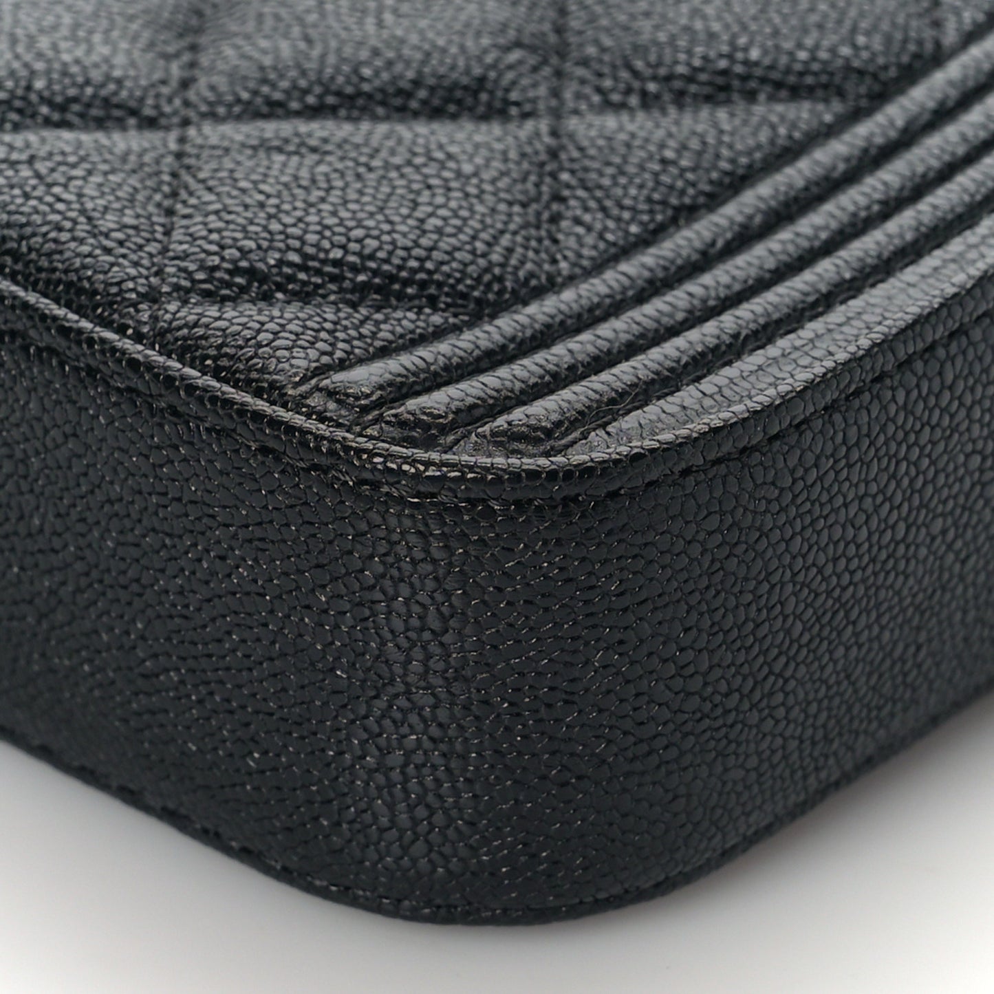Caviar Quilted Small Boy Clutch With Chain Black