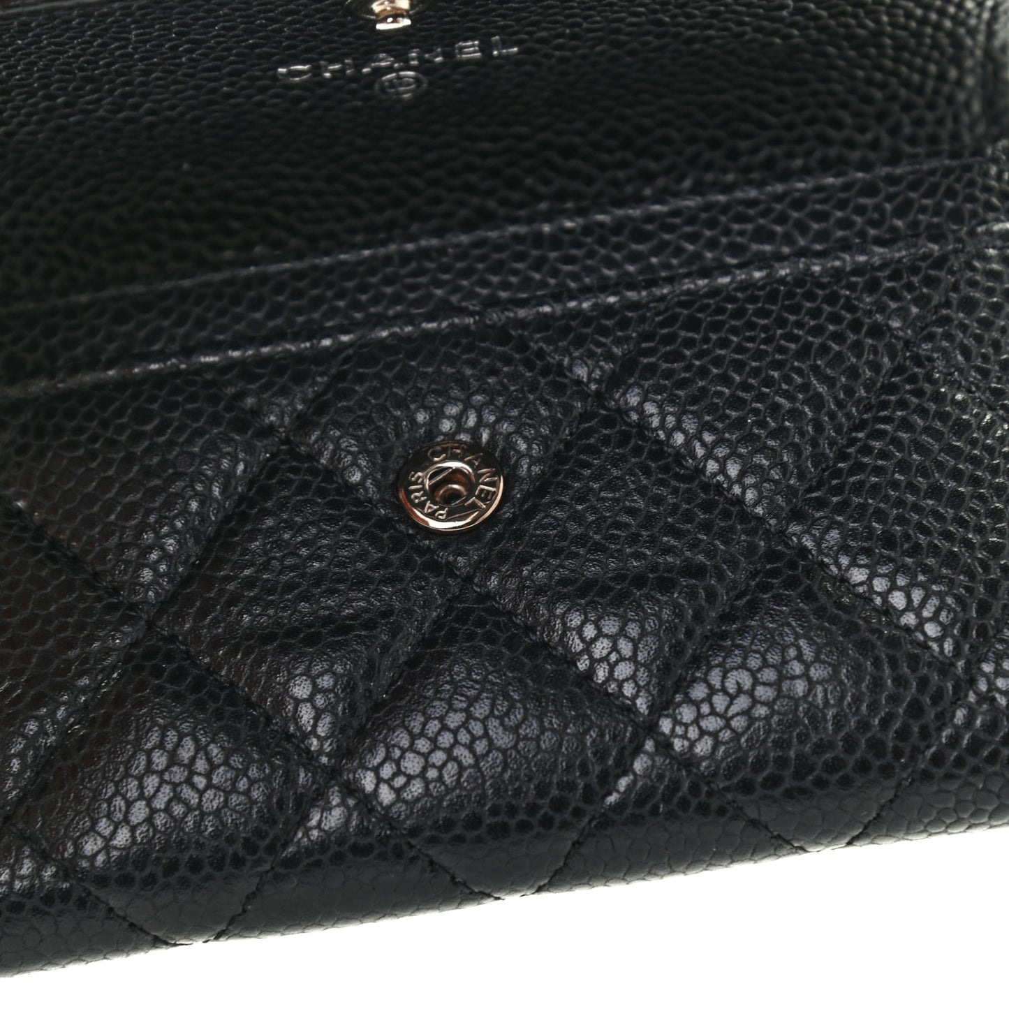 Caviar Quilted Flap Card Holder Black
