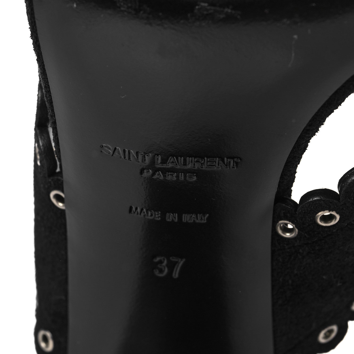 Saint Laurent Suede Eyelet LouLou 70 Mules 37 Black 6 of 8