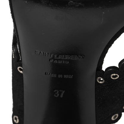 Saint Laurent Suede Eyelet LouLou 70 Mules 37 Black 6 of 8