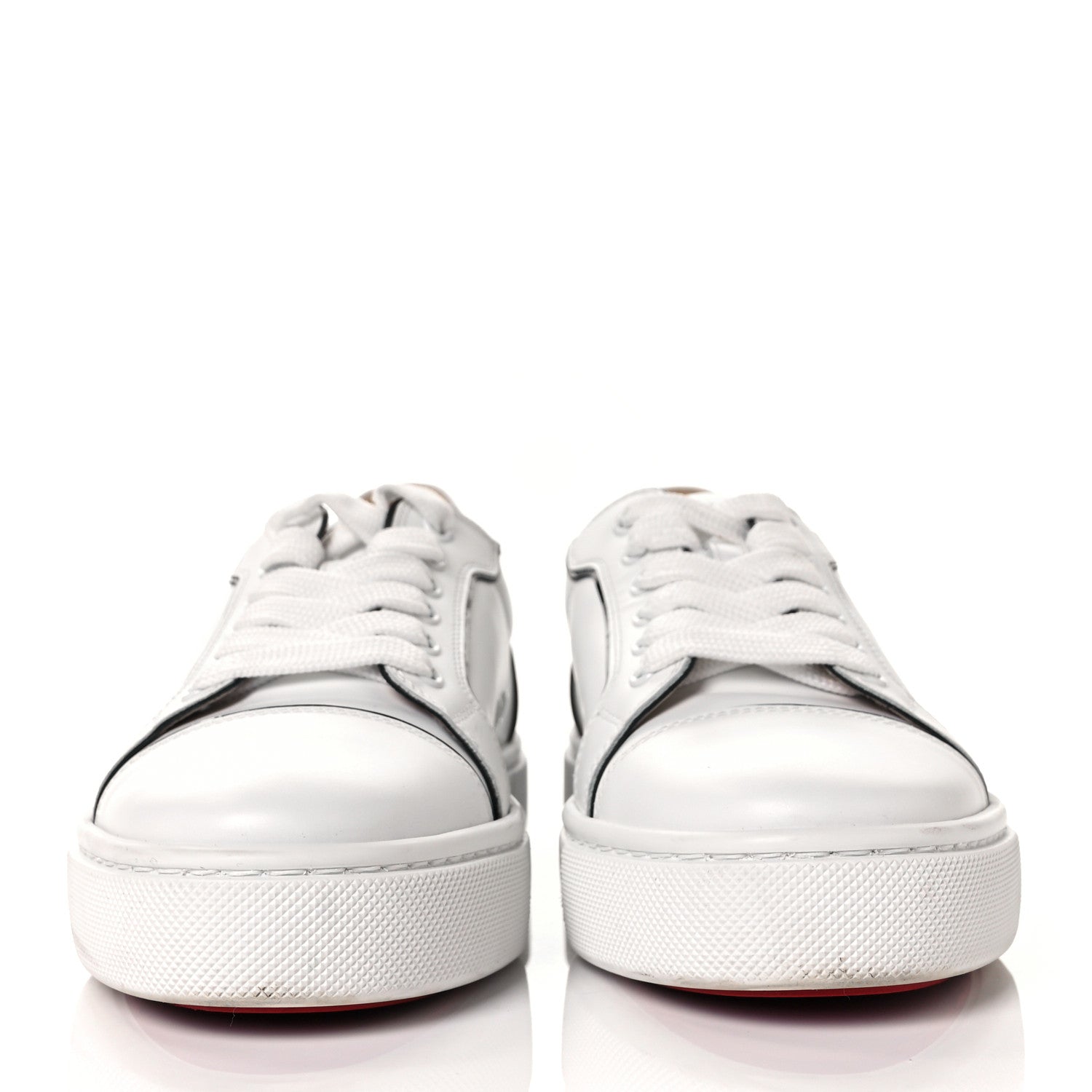 Christian Louboutin Calfskin Patent Vieirissima Flat Sneakers 38.5 White Black 2 of 8