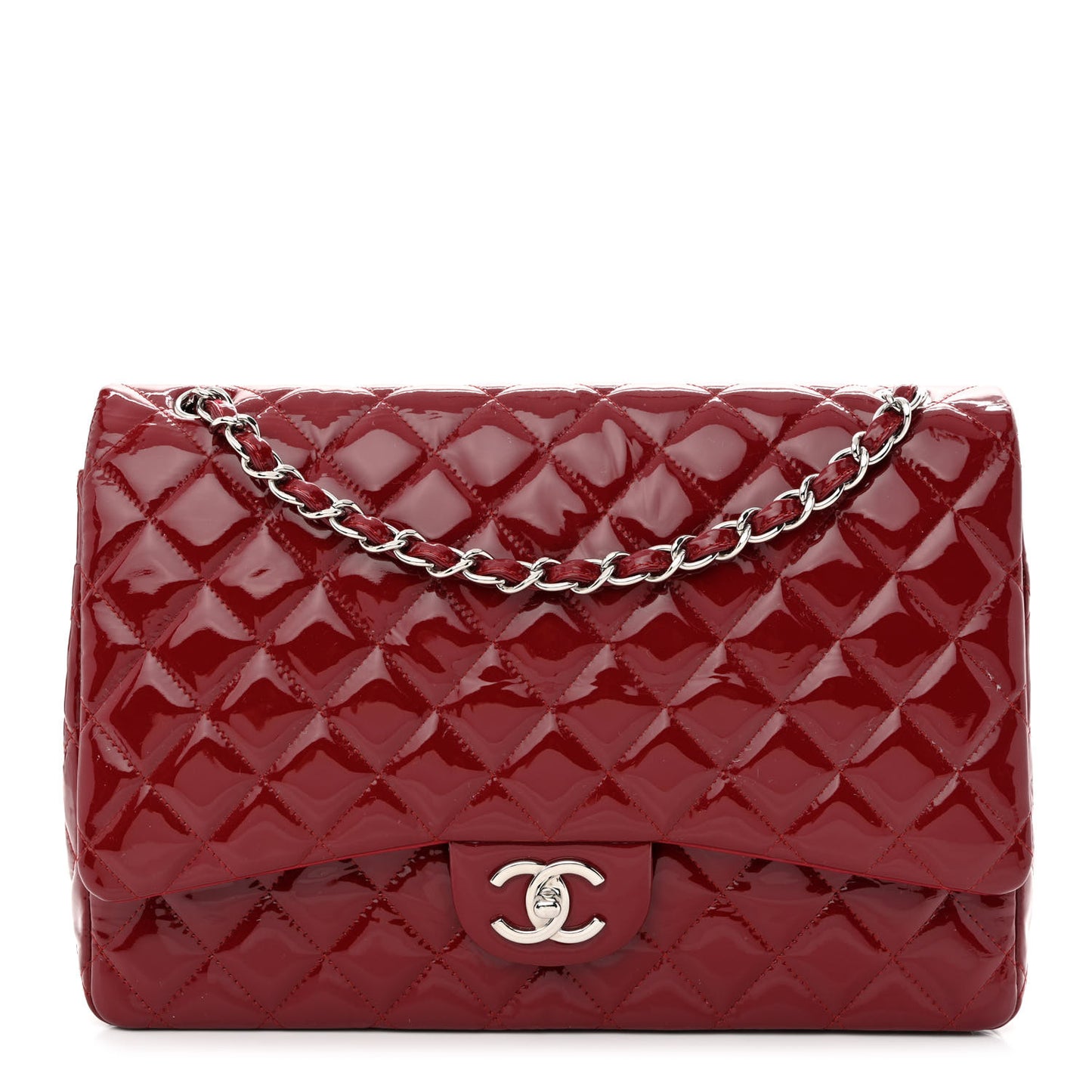 Patent Quilted Maxi Double Flap Red
