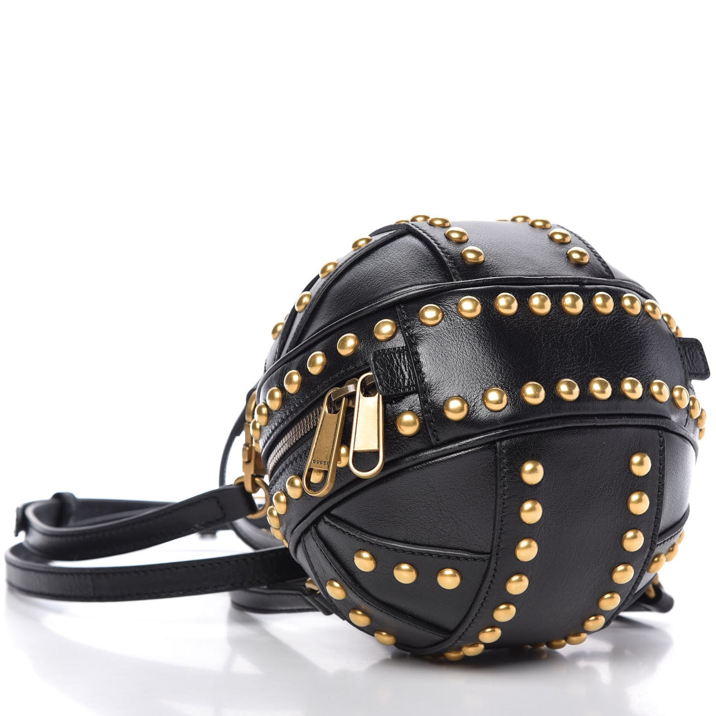Calfskin Studded Mini Tifosa Baseball Shaped Shoulder Bag Black