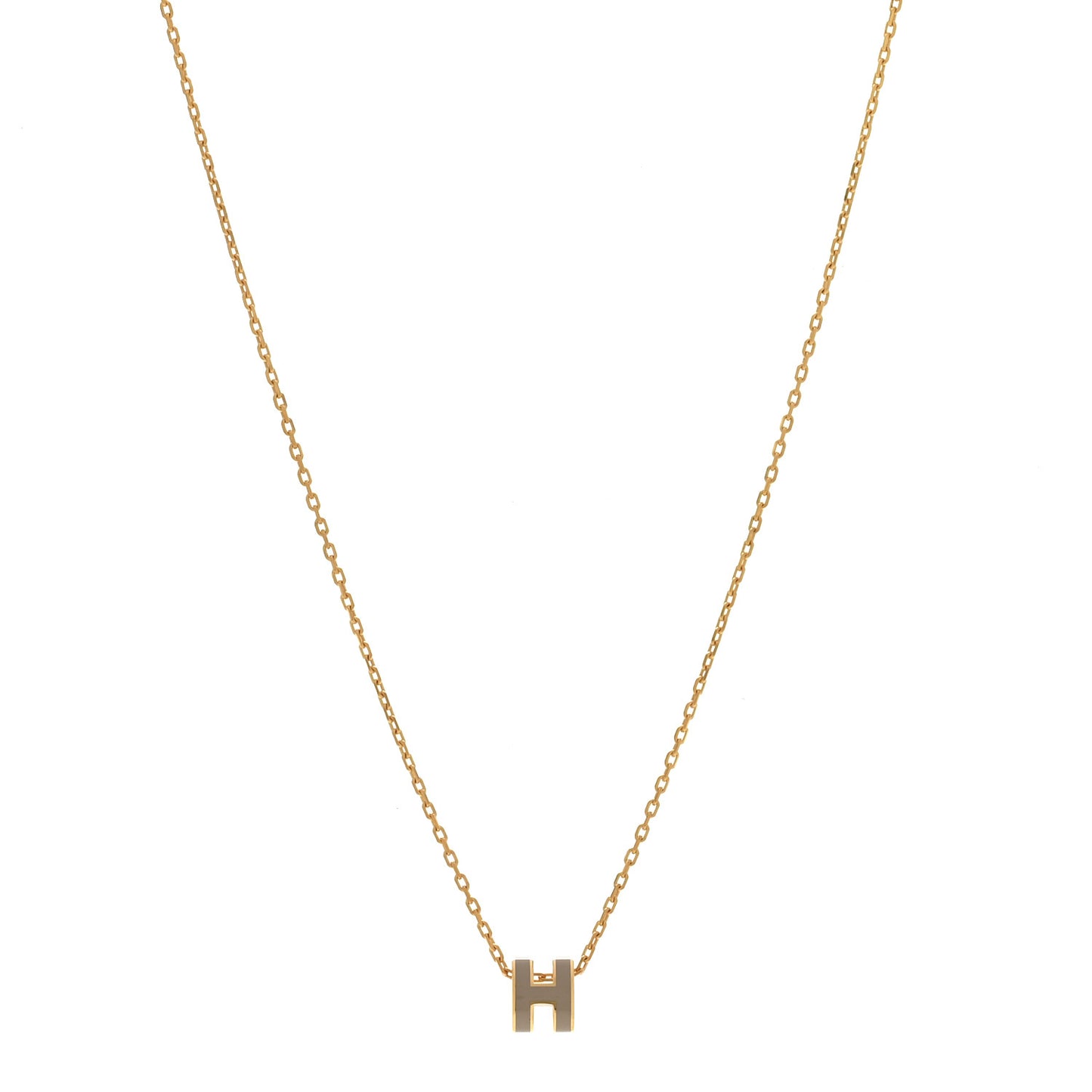 Lacquered Gold Mini Pop H Pendant Necklace Marron Glace