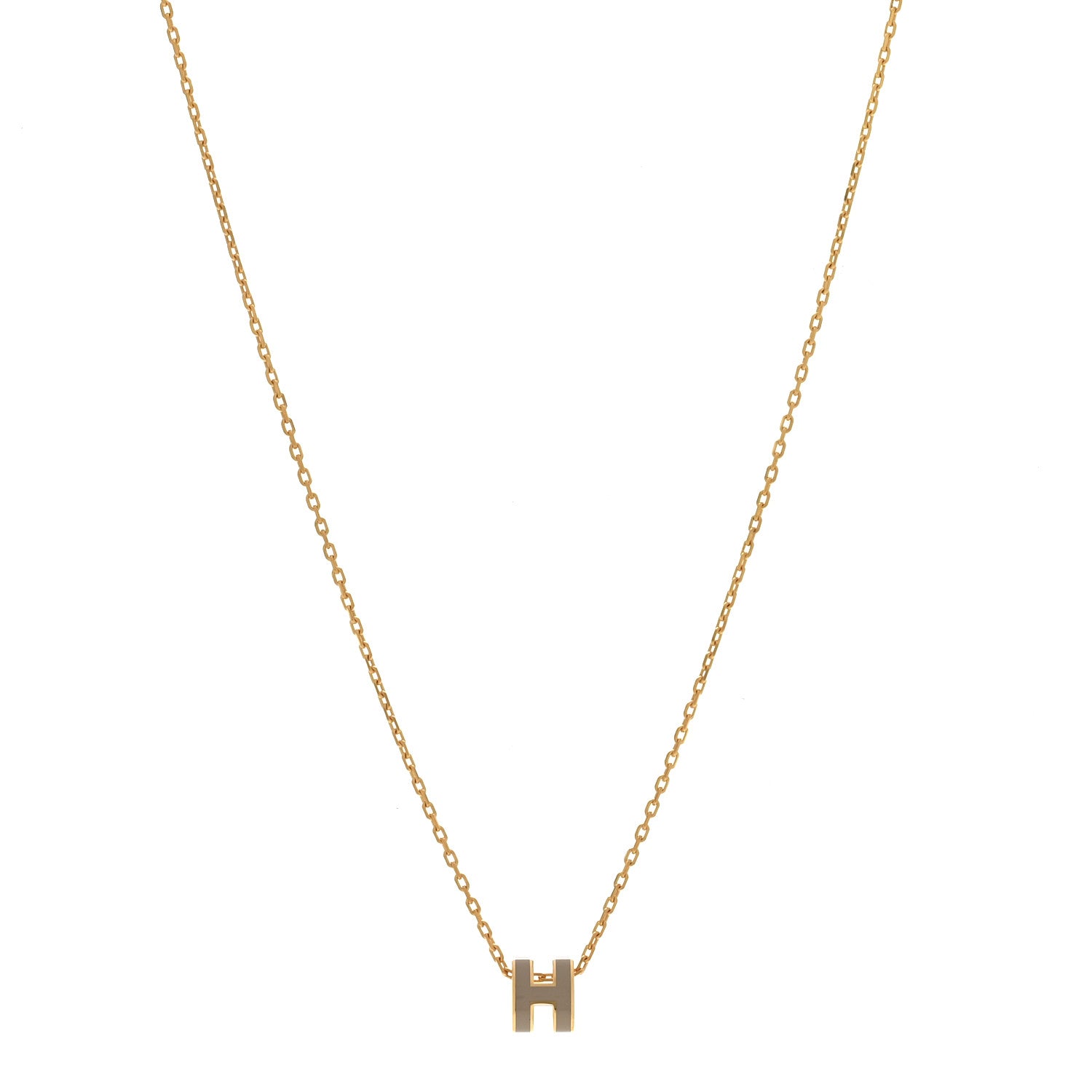 Hermes Lacquered Gold Mini Pop H Pendant Necklace Marron Glace 1 of 8