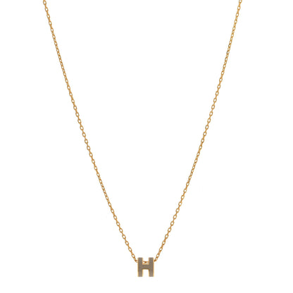 Hermes Lacquered Gold Mini Pop H Pendant Necklace Marron Glace 1 of 8