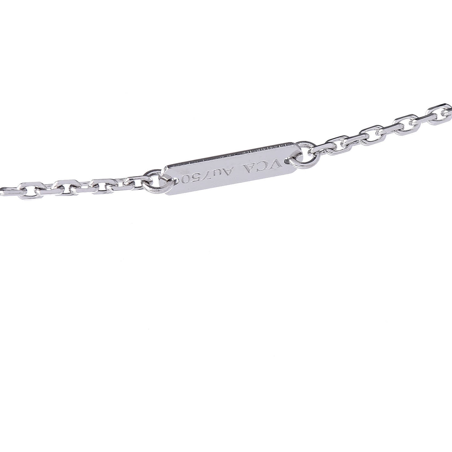 18K White Gold Mother of Pearl Vintage Alhambra Pendant Necklace