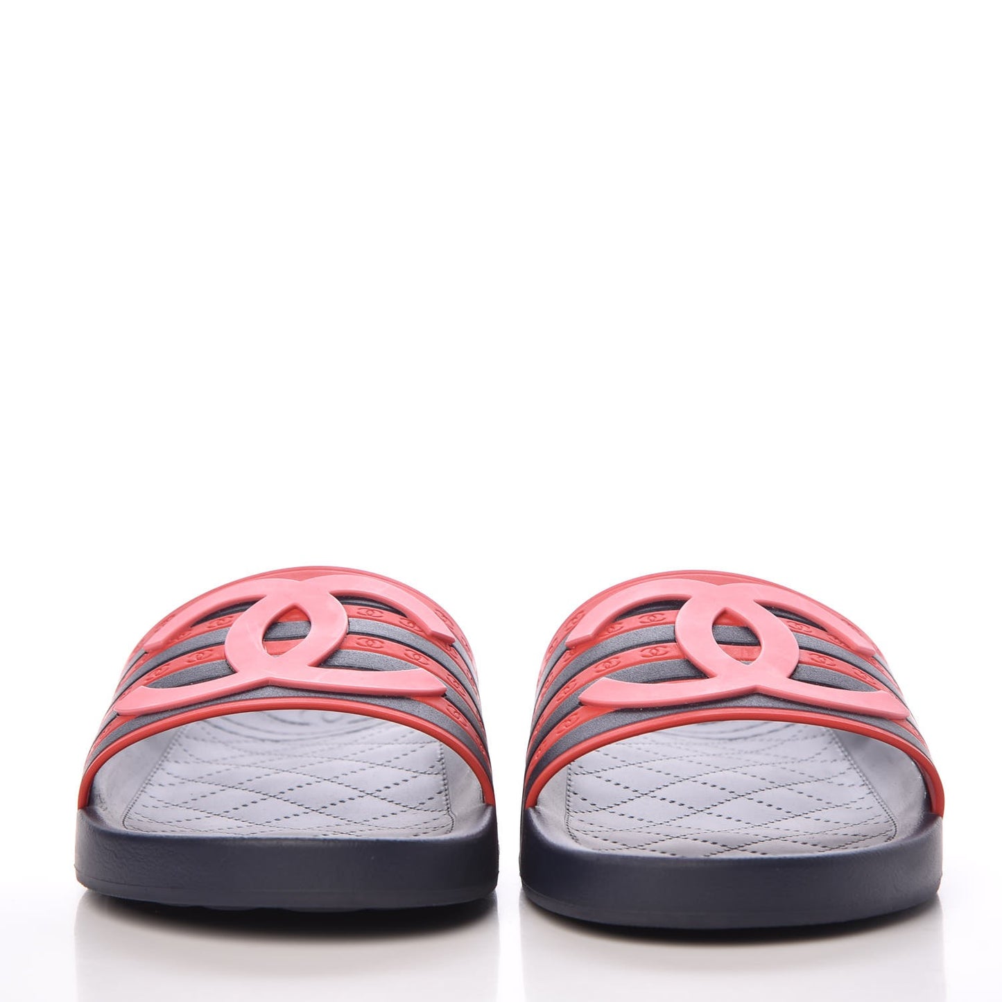 Rubber CC Flat Slide Sandals 41 Pink Red
