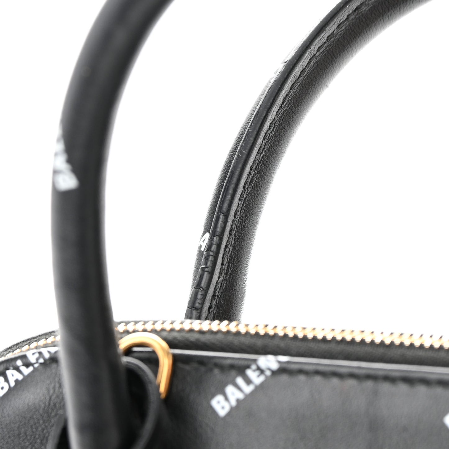 Calfskin Allover Logo S Ville Top Handle Bag Black White